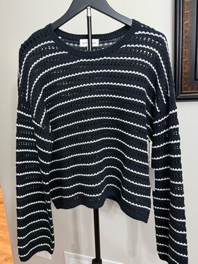 New with Tags Bella Dahl Black and White Striped Knit Top Size Large